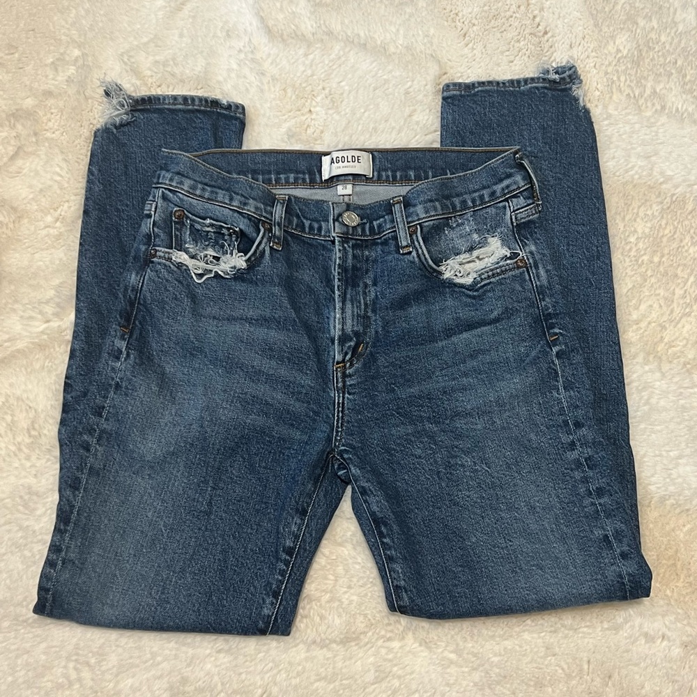 AGOLDE Distressed  High-waisted Jeans size 28 - Picture 2 of 5